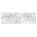 72" Double 3 CM Top, Carrara White w/ Sink