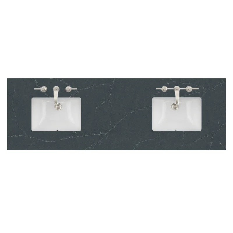 72" Double Top, 3CM Charcoal Soapstone Silestone w/ Sink