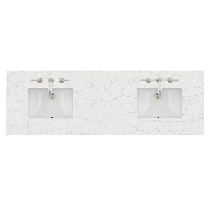 72" Double Top, 3 CM Eternal Jasmine Pearl Quartz w/ Sink