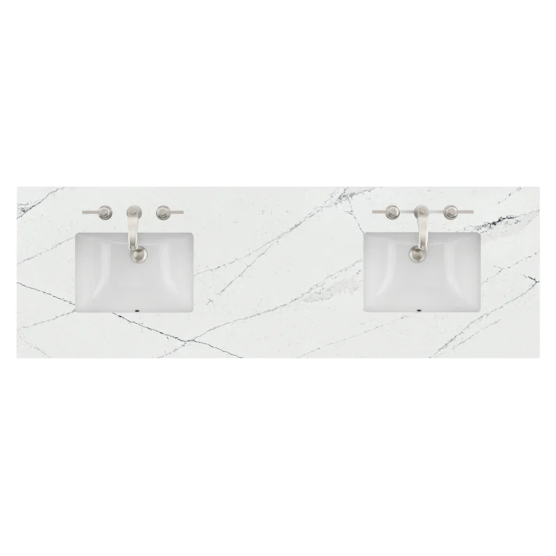 72" Double Top, 3 CM Ethereal Noctis Quartz w/ Sink