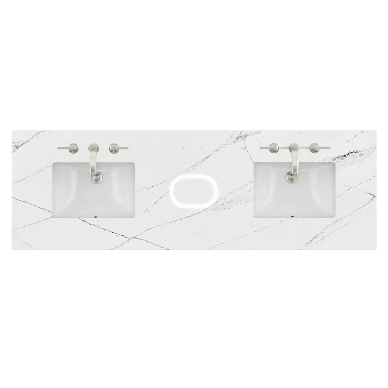 72" Double Top, 3 CM Ethereal Noctis Silestone w/ Sink & FreePower Wireless Charger (040)