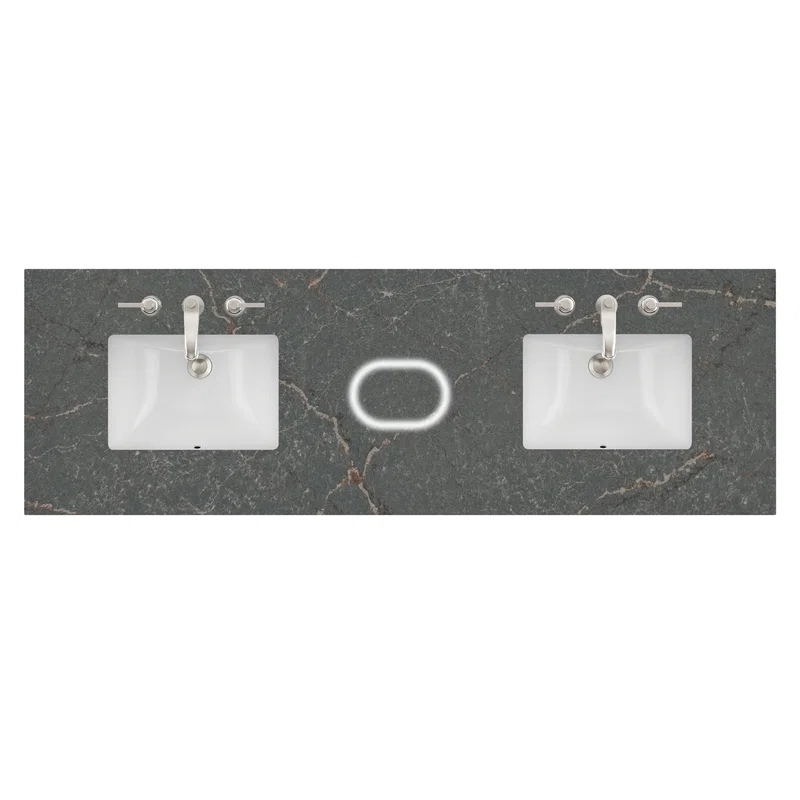 72" Double Top, 3 CM Parisien Bleu Silestone w/ Sink & FreePower Wireless Charger (040)