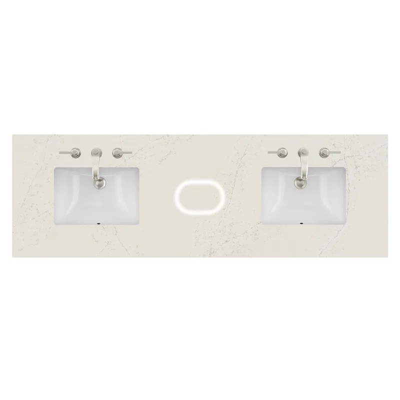 72" Double Top, 3CM Siberian Silestone w/ Sink & FreePower Wireless Charger