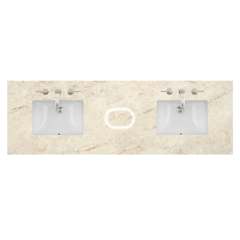 72" Double Top, 3CM Tajnar Eclos w/ Sink & FreePower Wireless Charger