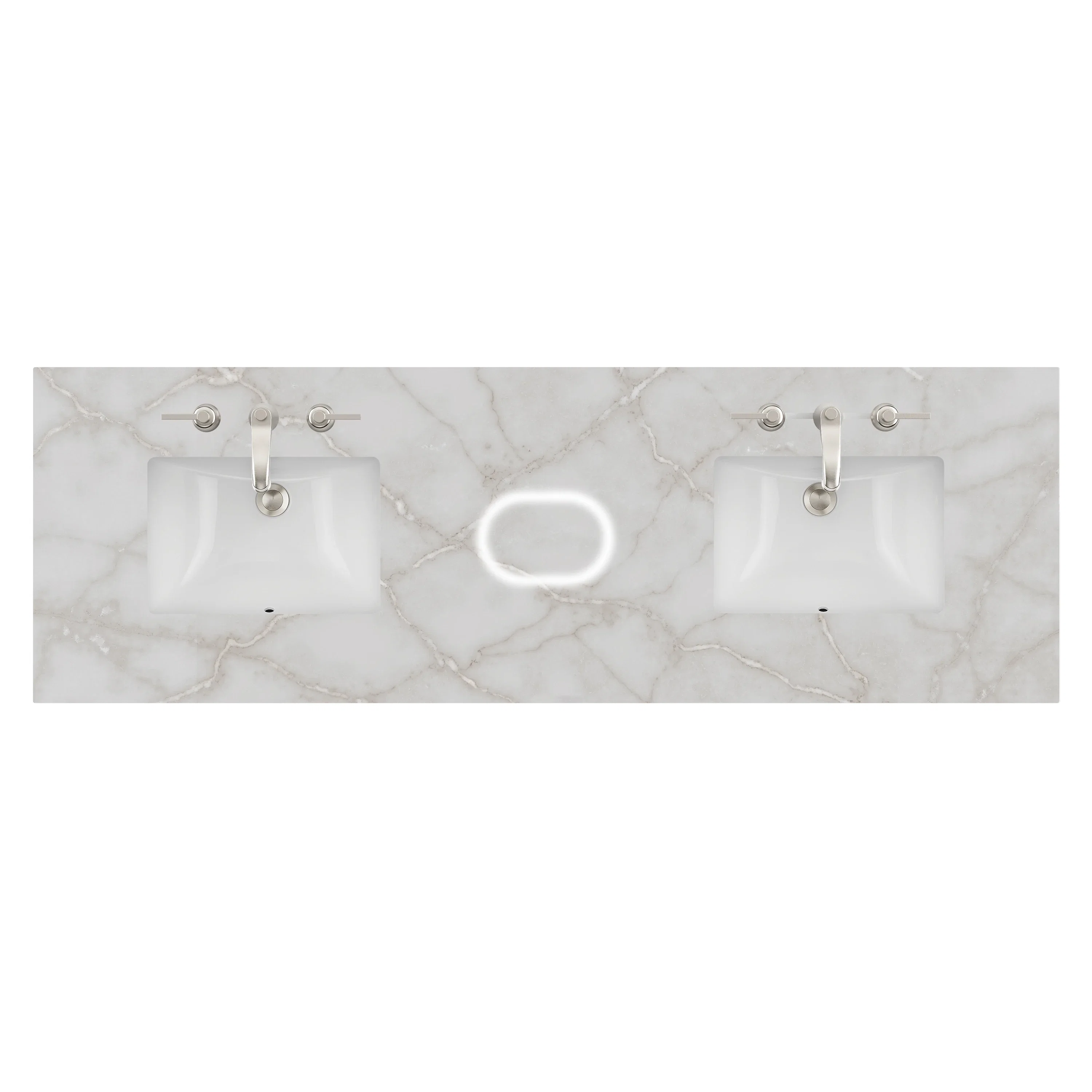 James Martin Vanities 72" Double Top, 3 CM Victorian Silver Silestone w/ Sink & FreePower Wireless Charger (040)