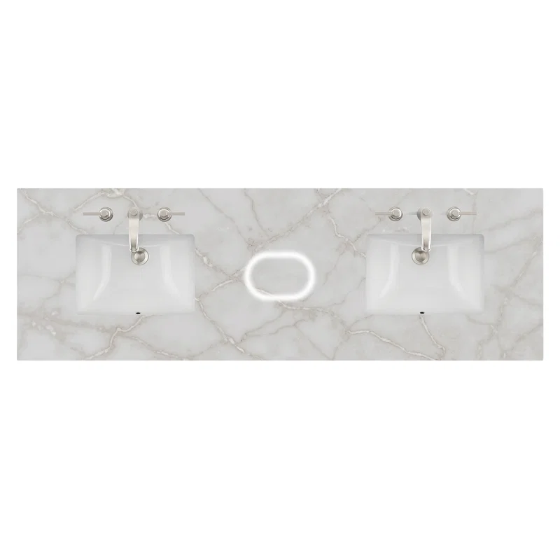72" Double Top, 3 CM Victorian Silver Silestone w/ Sink & FreePower Wireless Charger (040)