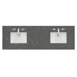72" Double Top, 3 CM Parisien Bleu Quartz w/ Sink