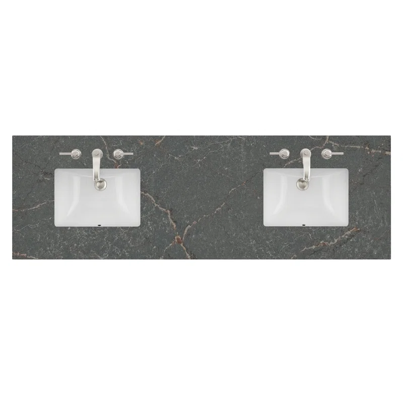 72" Double Top, 3 CM Parisien Bleu Quartz w/ Sink