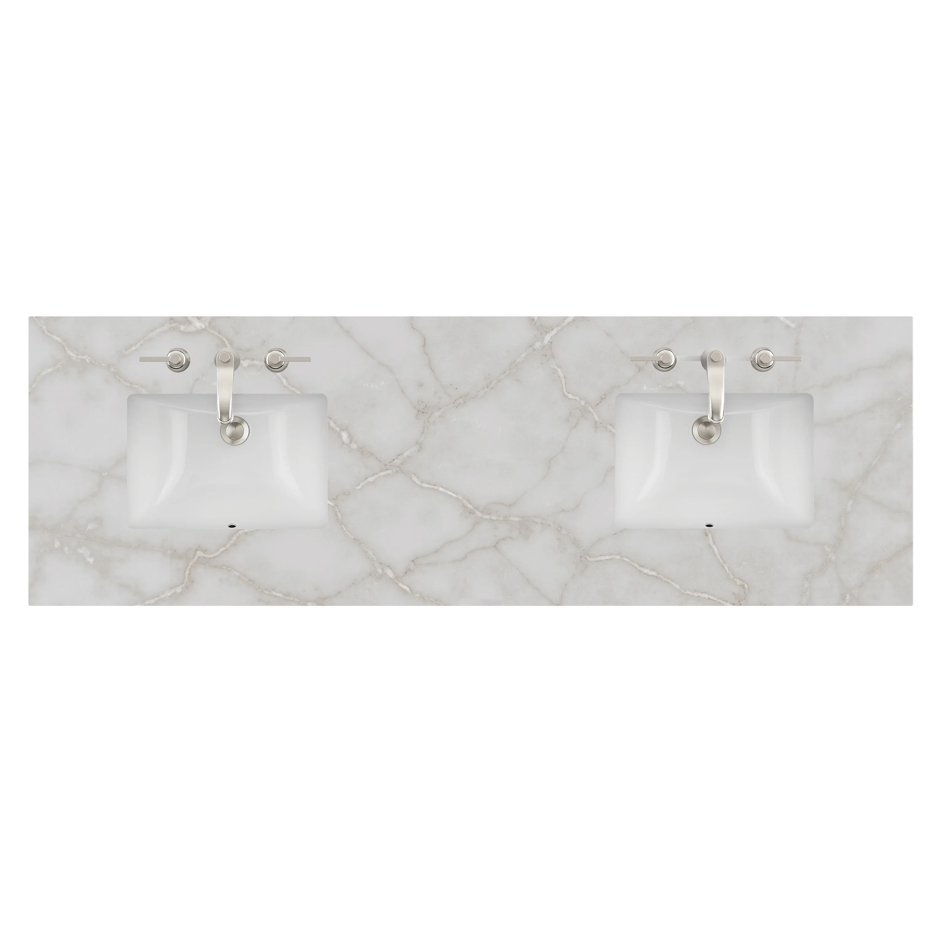 72" Double Top, 3 CM Victorian Silver Quartz w/ Sink