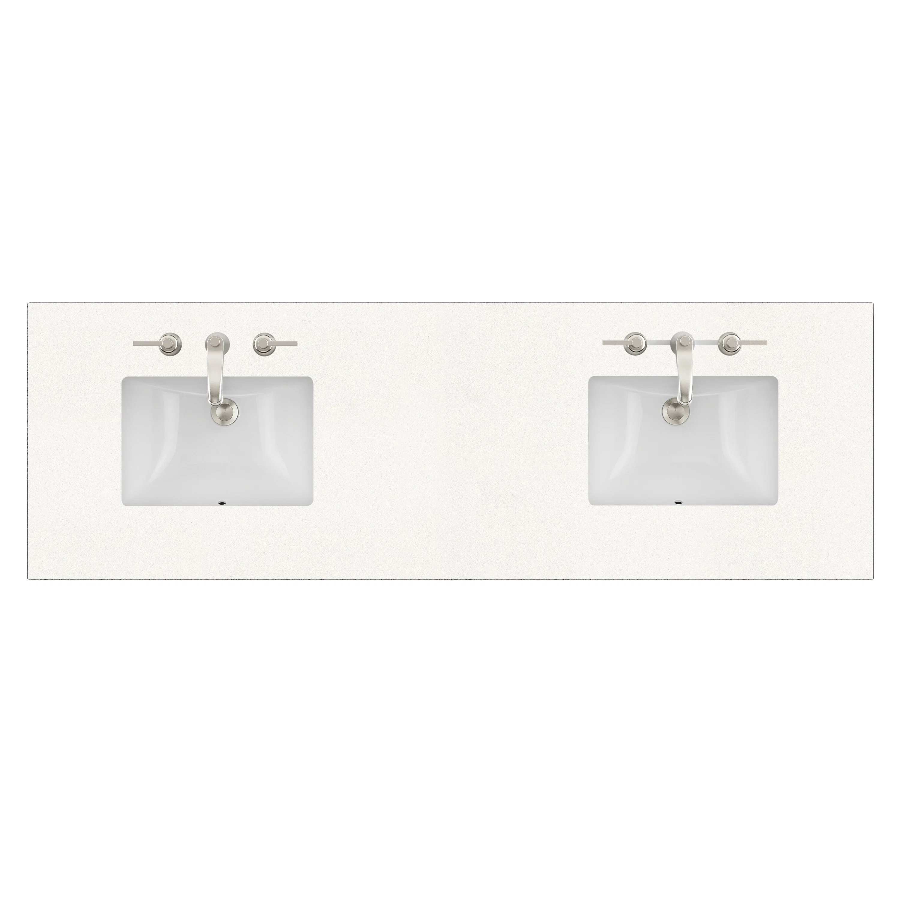 72" Double Top, 3 CM White Zeus Quartz w/ Sink