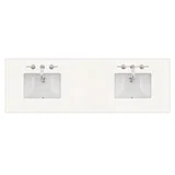 72" Double Top, 3 CM White Zeus Quartz w/ Sink