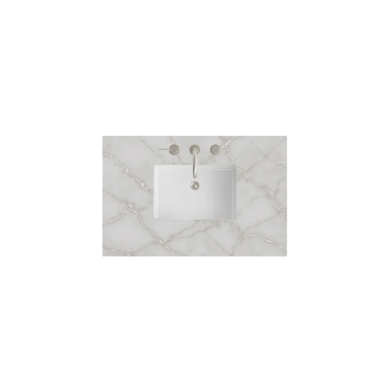 36" Single Top, 3 CM Victorian Silver Silestone w/ Sink