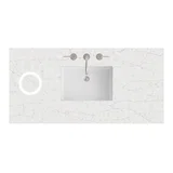 48" Single Top, 3 CM Eternal Jasmine Pearl Silestone w/ Sink & FreePower Wireless Charger