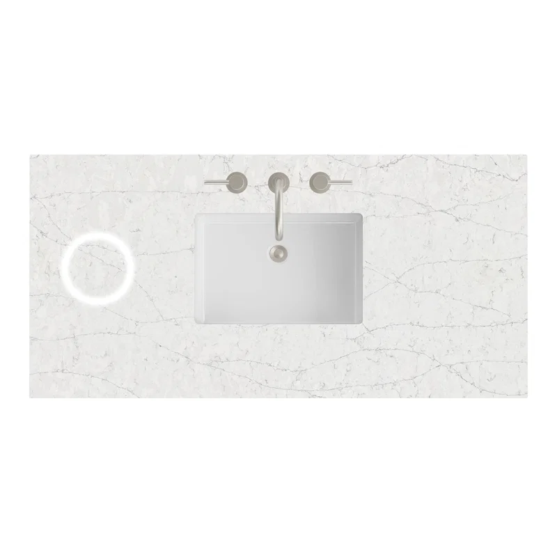 48" Single Top, 3 CM Eternal Jasmine Pearl Silestone w/ Sink & FreePower Wireless Charger