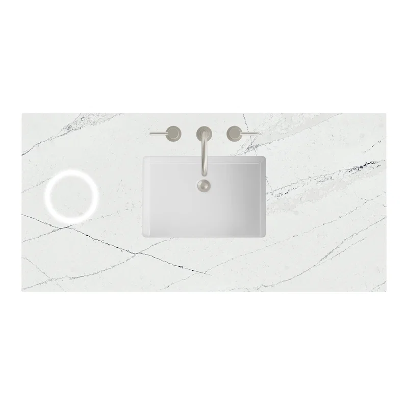 48" Single Top, 3 CM Ethereal Noctis Silestone w/ Sink & FreePower Wireless Charger