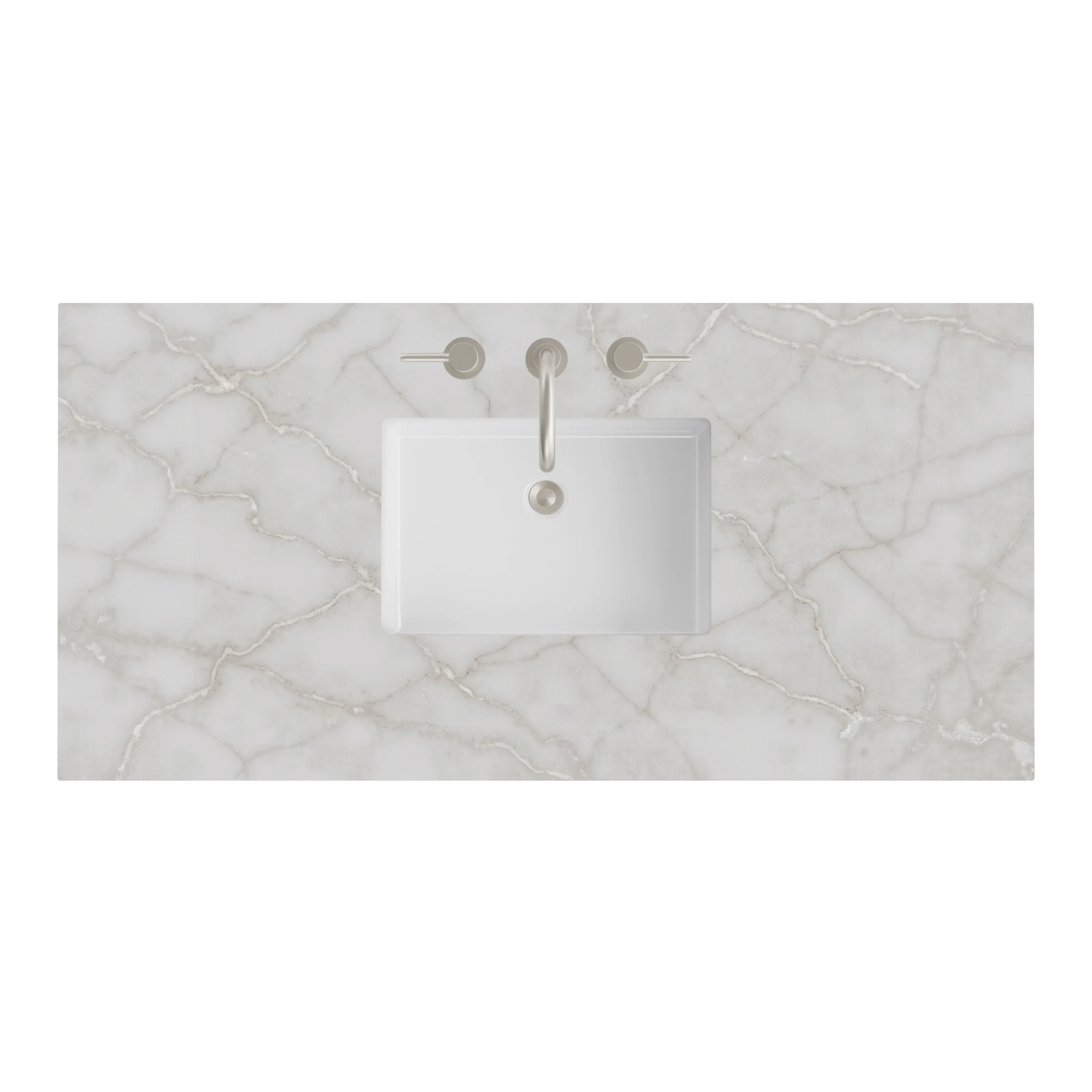 48" Single Top, 3 CM Victorian Silver Silestone w/ Sink