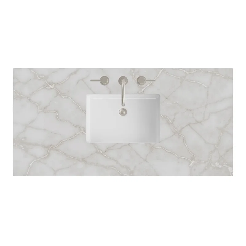 48" Single Top, 3 CM Victorian Silver Silestone w/ Sink