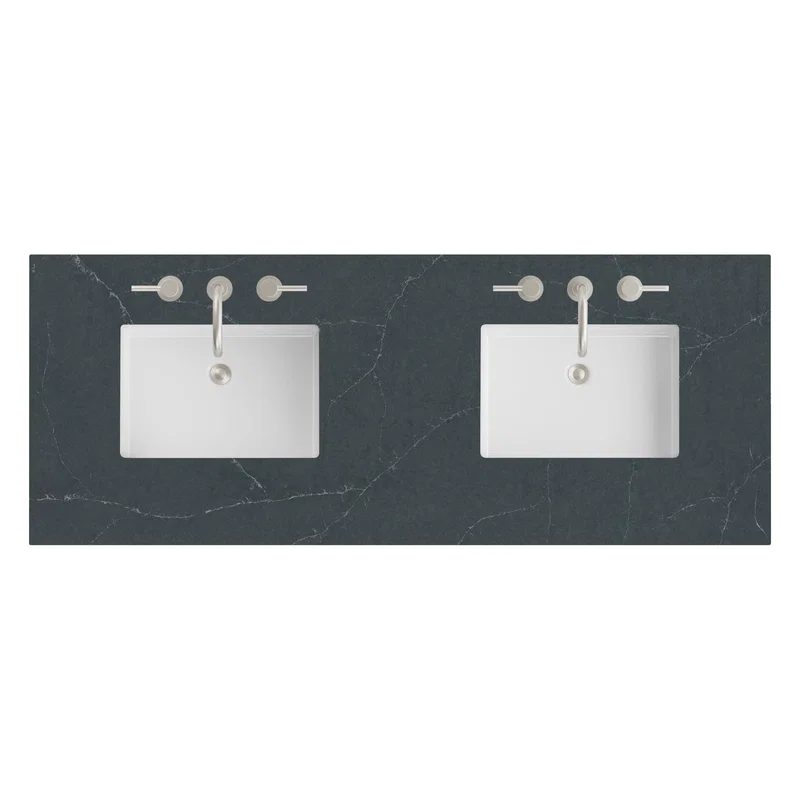 60" Double Top, 3 CM Charcoal Soapstone Silestone w/ Sink