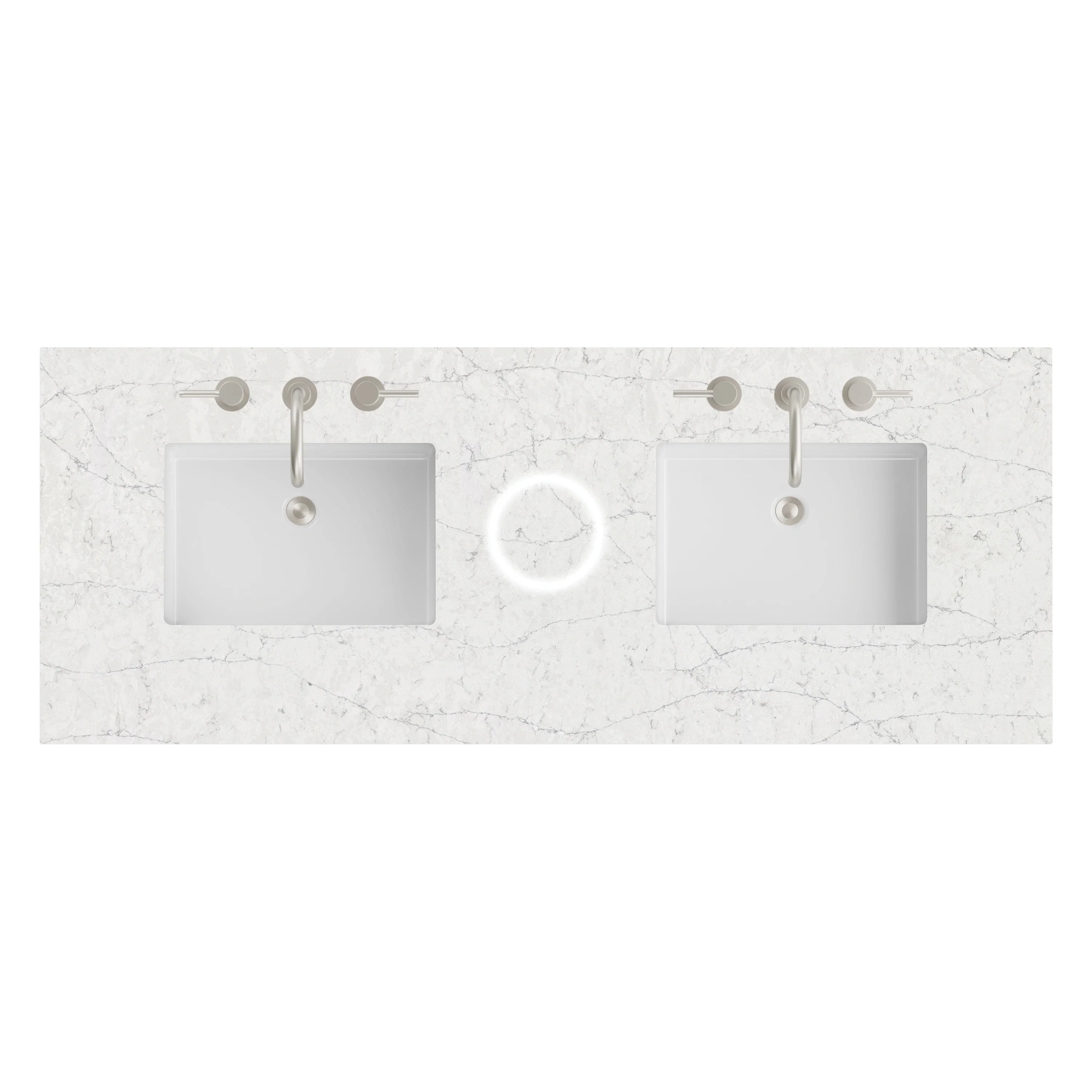 60" Double Top, 3 CM Eternal Jasmine Pearl Silestone w/ Sink & FreePower Wireless Charger