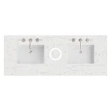 60" Double Top, 3 CM Eternal Jasmine Pearl Silestone w/ Sink & FreePower Wireless Charger