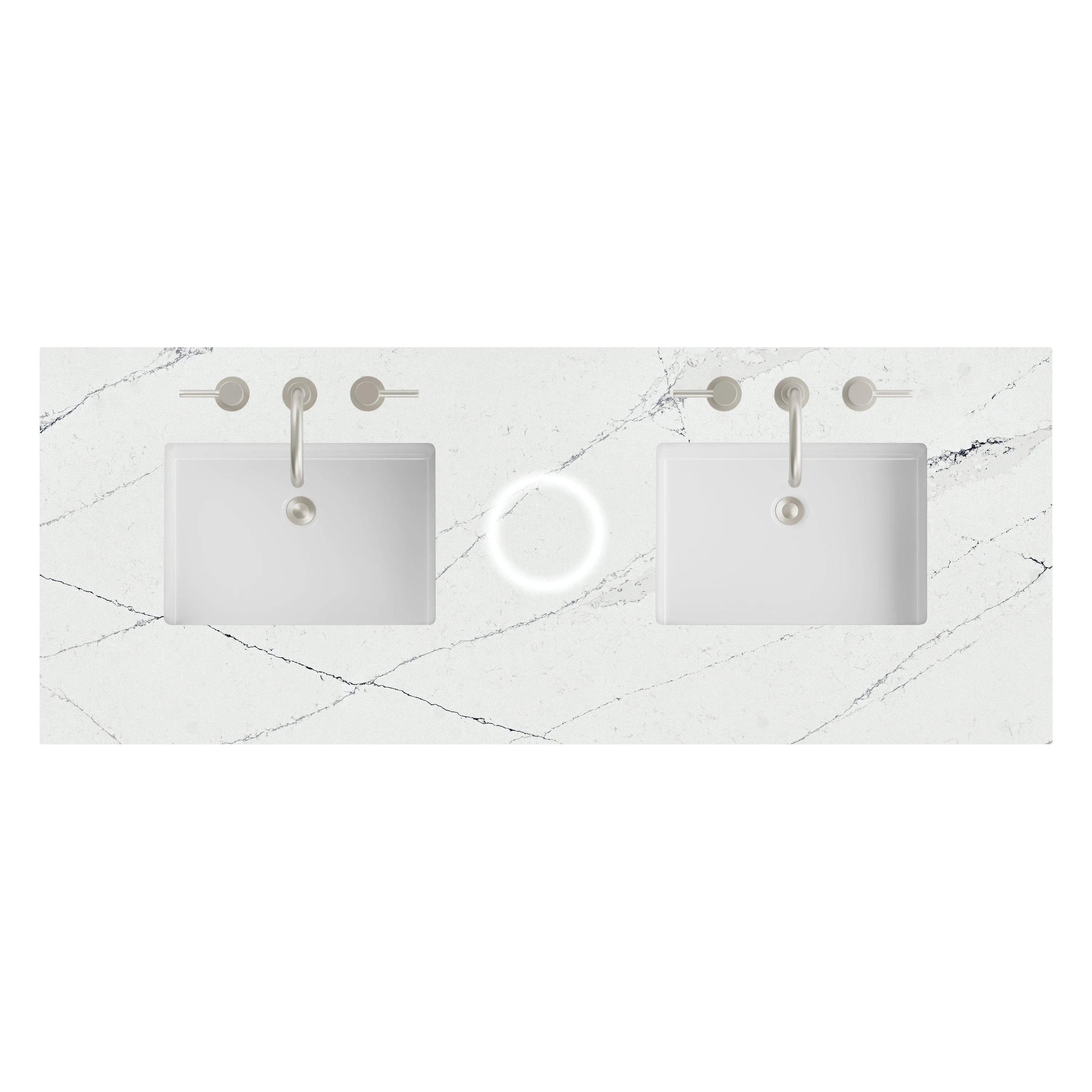 60" Double Top, 3 CM Ethereal Noctis Silestone w/ Sink & FreePower Wireless Charger