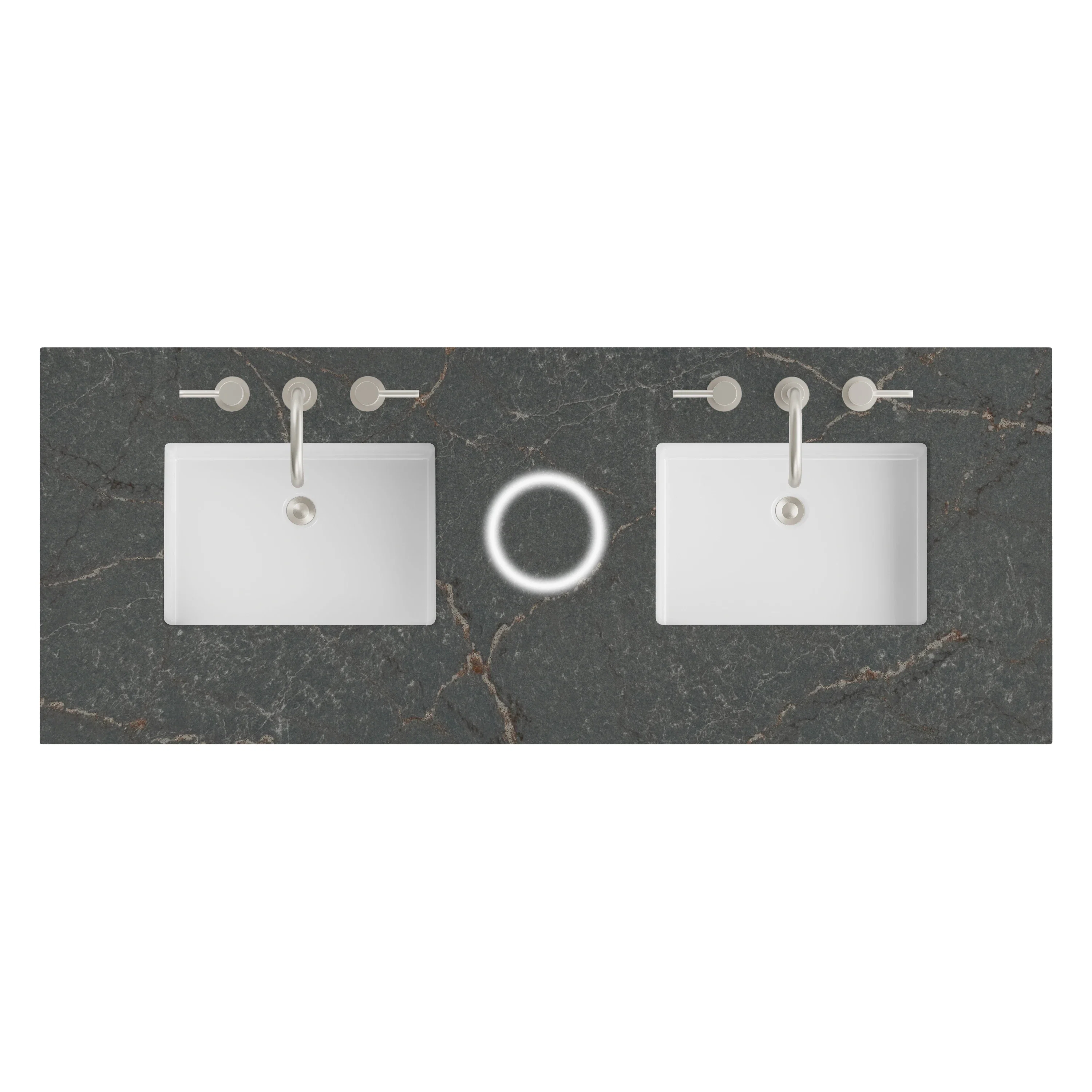 60" Double Top, 3 CM Parisien Bleu Silestone w/ Sink & FreePower Wireless Charger