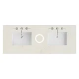 60" Double Top, 3CM Siberian Silestone w/ Sink & FreePower Wireless Charger