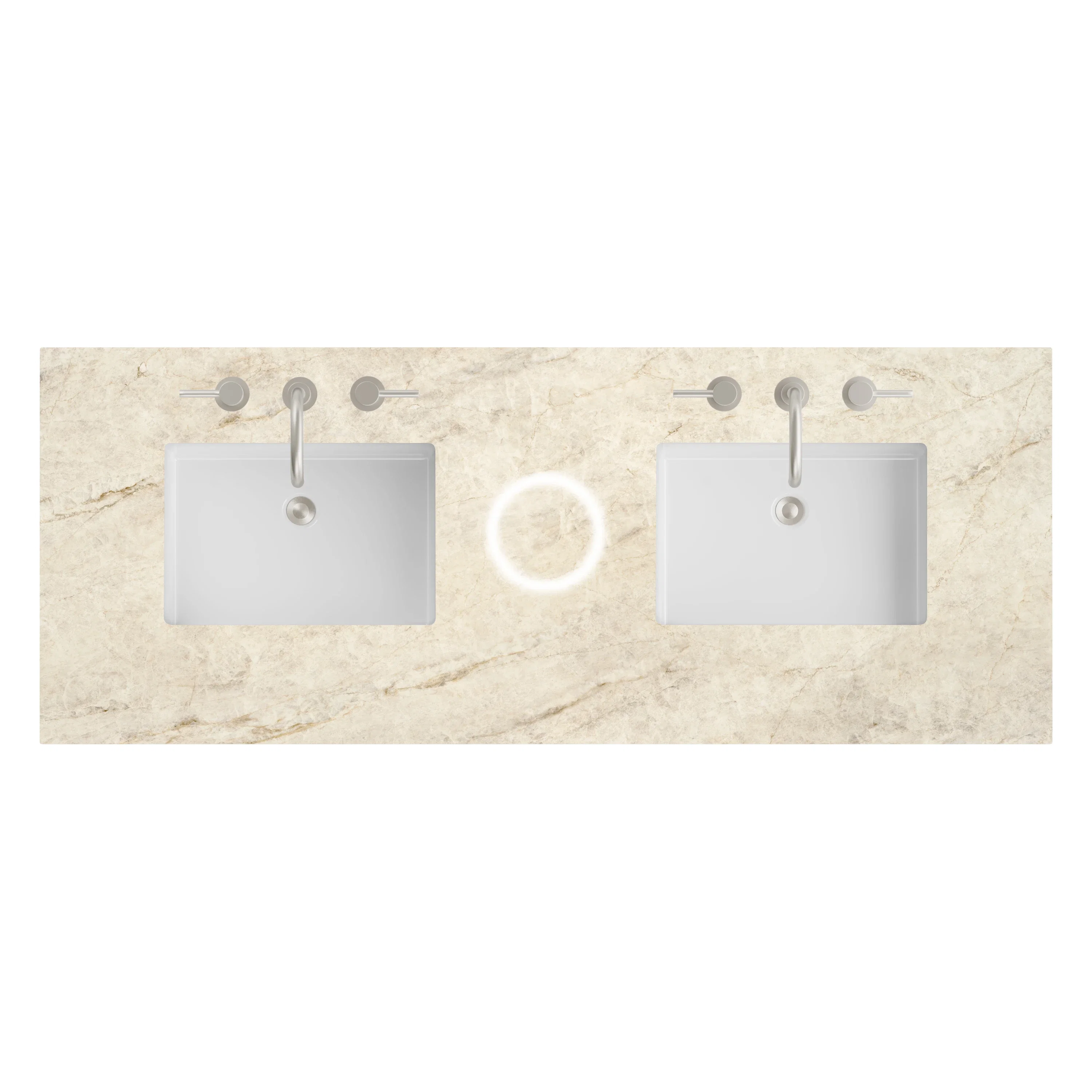 James Martin Vanities 60" Double Top, 3CM Tajnar Eclos w/ Sink & FreePower Wireless Charger