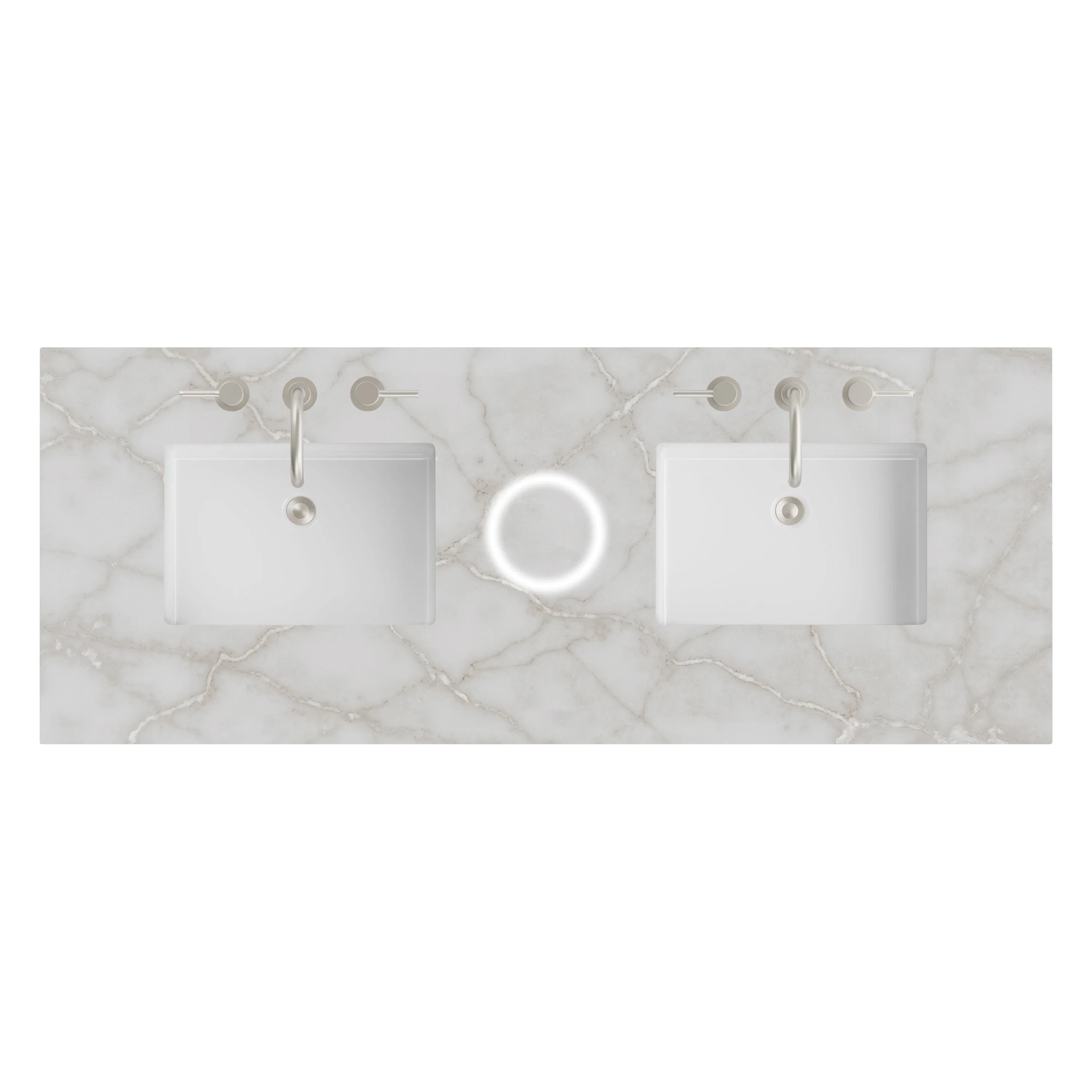 60" Double Top, 3 CM Victorian Silver Silestone w/ Sink & FreePower Wireless Charger