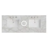 60" Double Top, 3 CM Victorian Silver Silestone w/ Sink & FreePower Wireless Charger