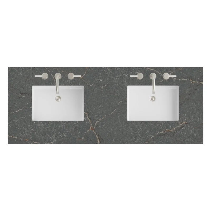 60" Double Top, 3 CM Parisien Bleu Silestone w/ Sink