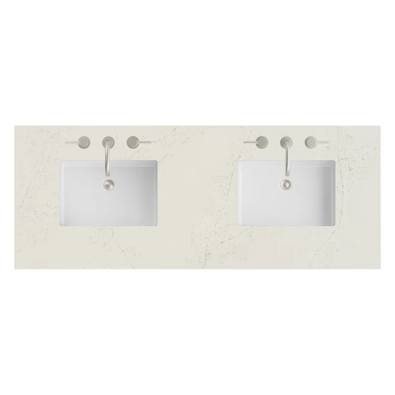 60" Double Top, 3CM Siberian Silestone w/ Sink