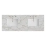 60" Double Top, 3 CM Victorian Silver Silestone w/ Sink
