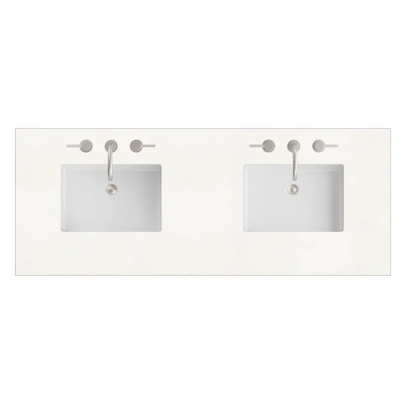 60" Double Top, 3 CM White Zeus Silestone w/ Sink