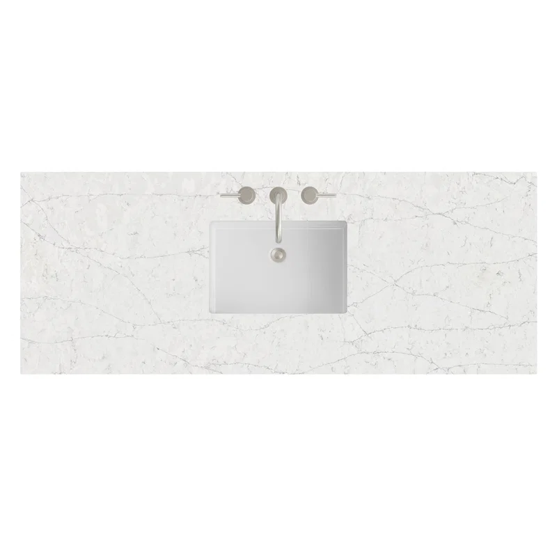 60" Single Top, 3 CM Eternal Jasmine Pearl Silestone w/ Sink