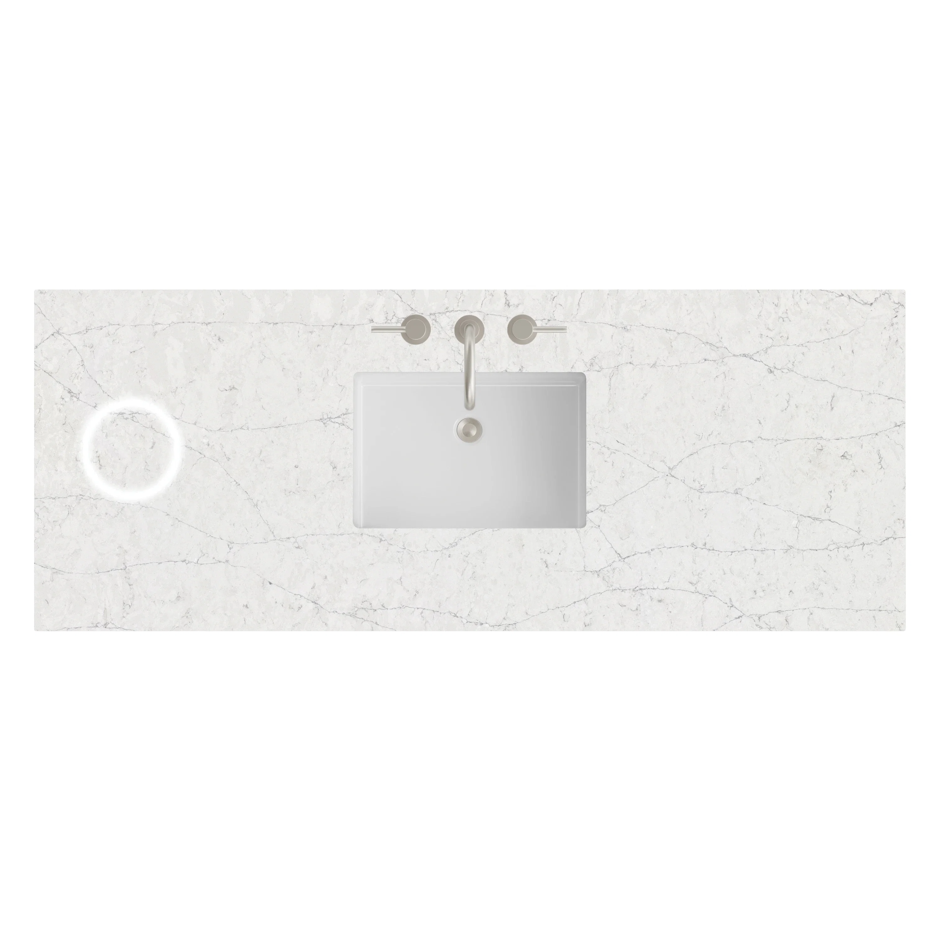 60" Single Top, 3 CM Eternal Jasmine Pearl Silestone w/ Sink & FreePower Wireless Charger