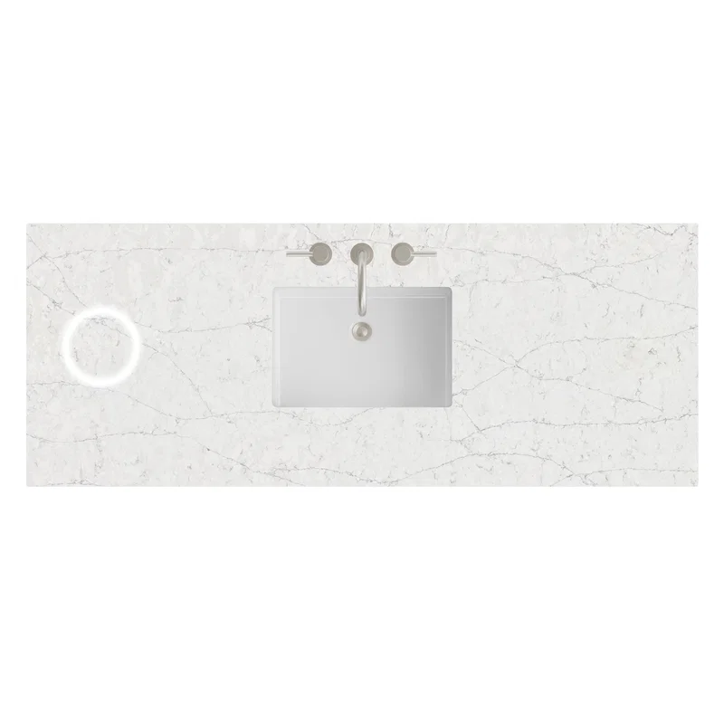60" Single Top, 3 CM Eternal Jasmine Pearl Silestone w/ Sink & FreePower Wireless Charger