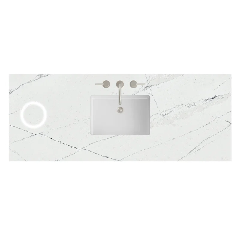 60" Single Top, 3 CM Ethereal Noctis Silestone w/ Sink & FreePower Wireless Charger