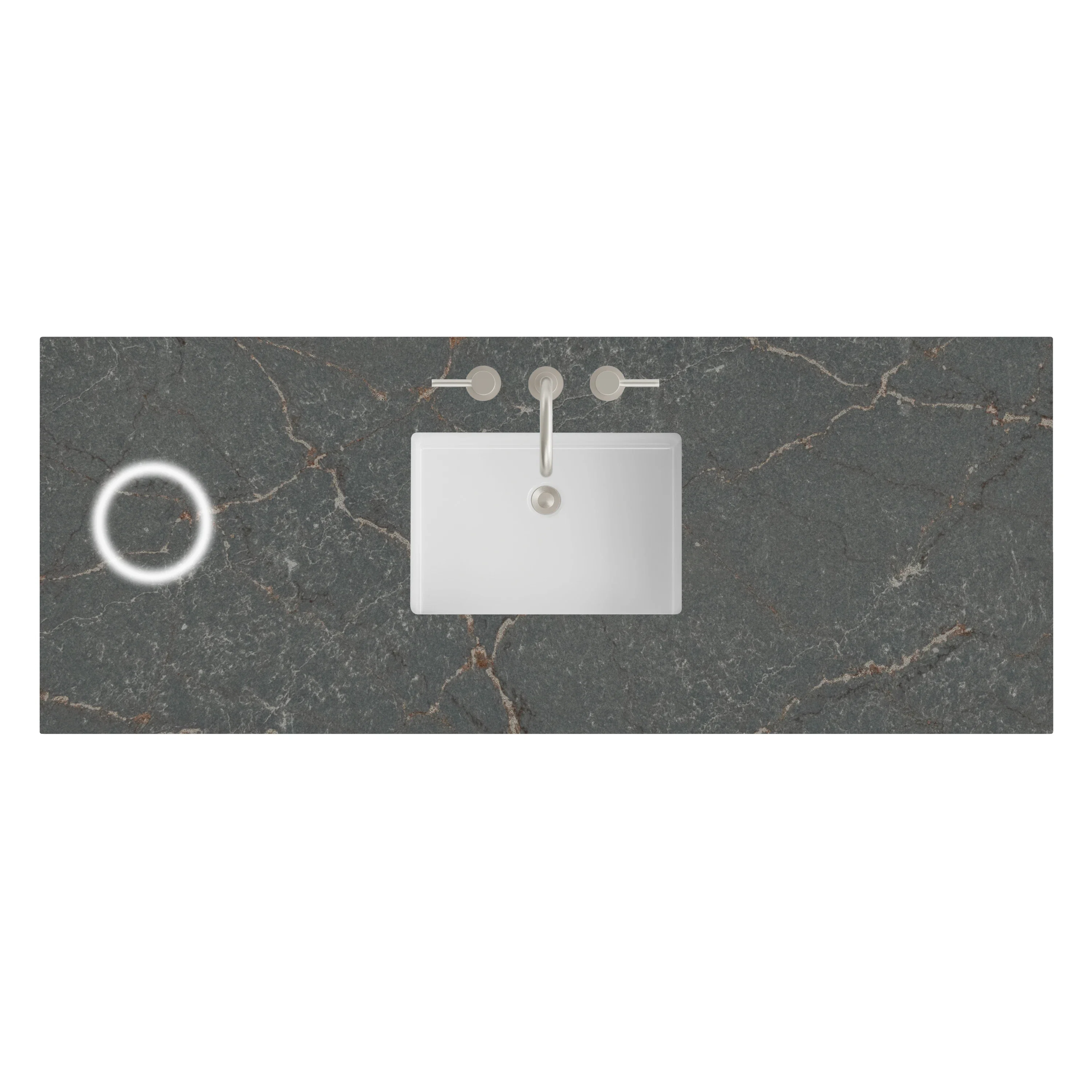 60" Single Top, 3 CM Parisien Bleu Silestone w/ Sink & FreePower Wireless Charger