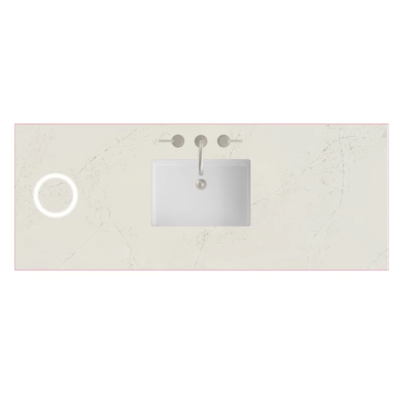 60" Single Top, 3CM Siberian Silestone w/ Sink & FreePower Wireless Charger