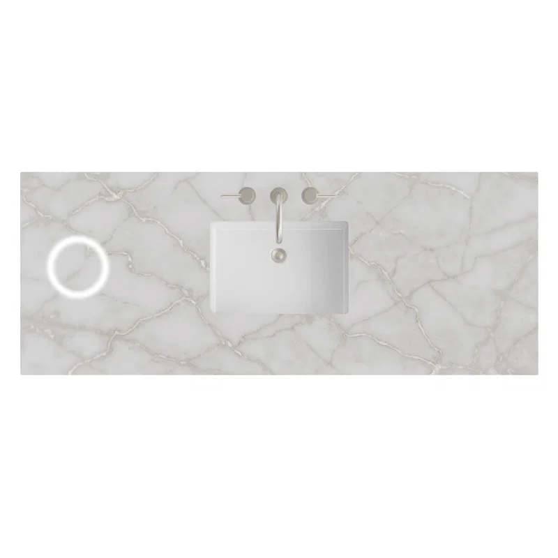 60" Single Top, 3 CM Victorian Silver Silestone w/ Sink & FreePower Wireless Charger