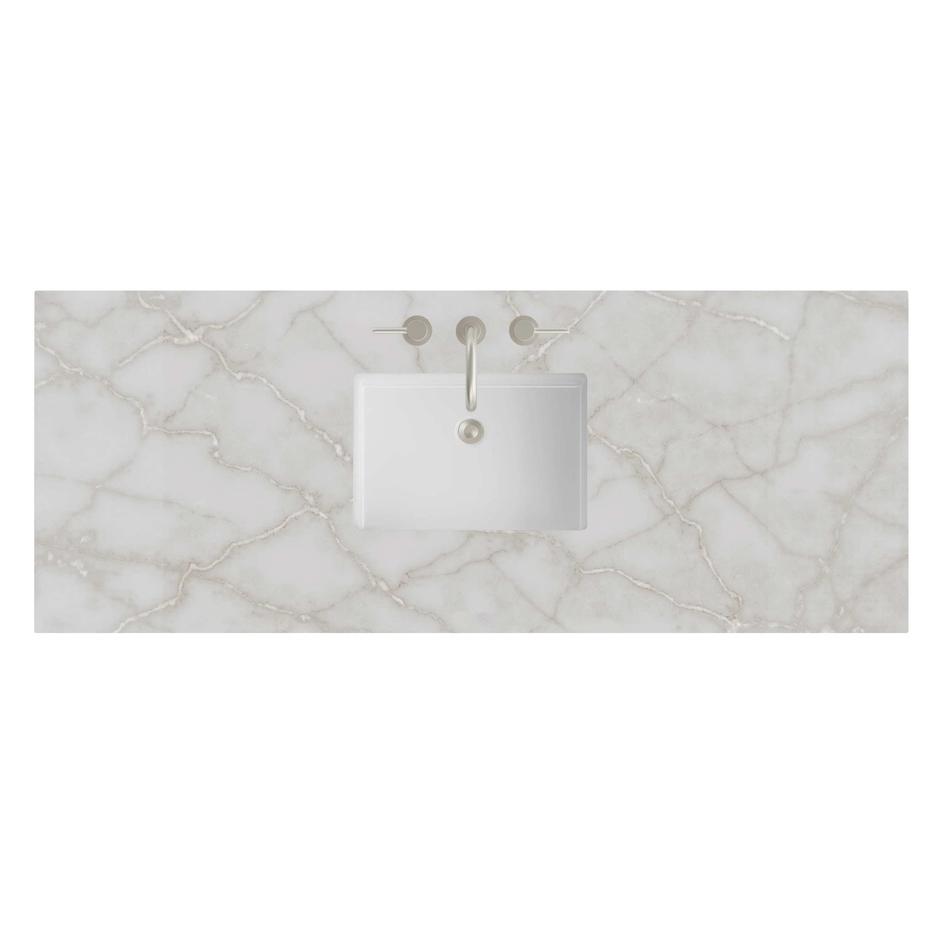 60" Single Top, 3 CM Victorian Silver Silestone w/ Sink
