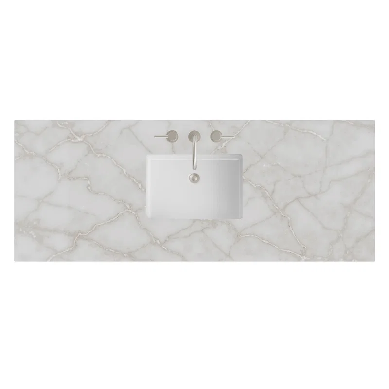 60" Single Top, 3 CM Victorian Silver Silestone w/ Sink