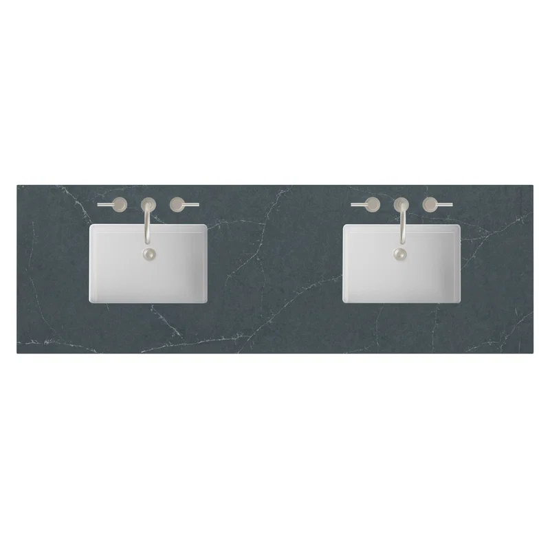 72" Double Top, 3 CM Charcoal Soapstone Silestone w/ Sink