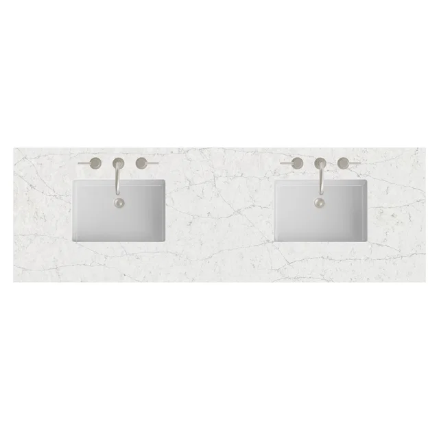 72" Double Top, 3 CM Eternal Jasmine Pearl Silestone w/ Sink