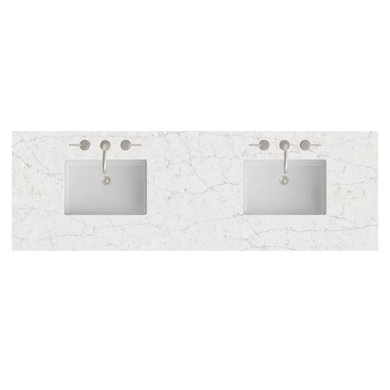 72" Double Top, 3 CM Eternal Jasmine Pearl Silestone w/ Sink