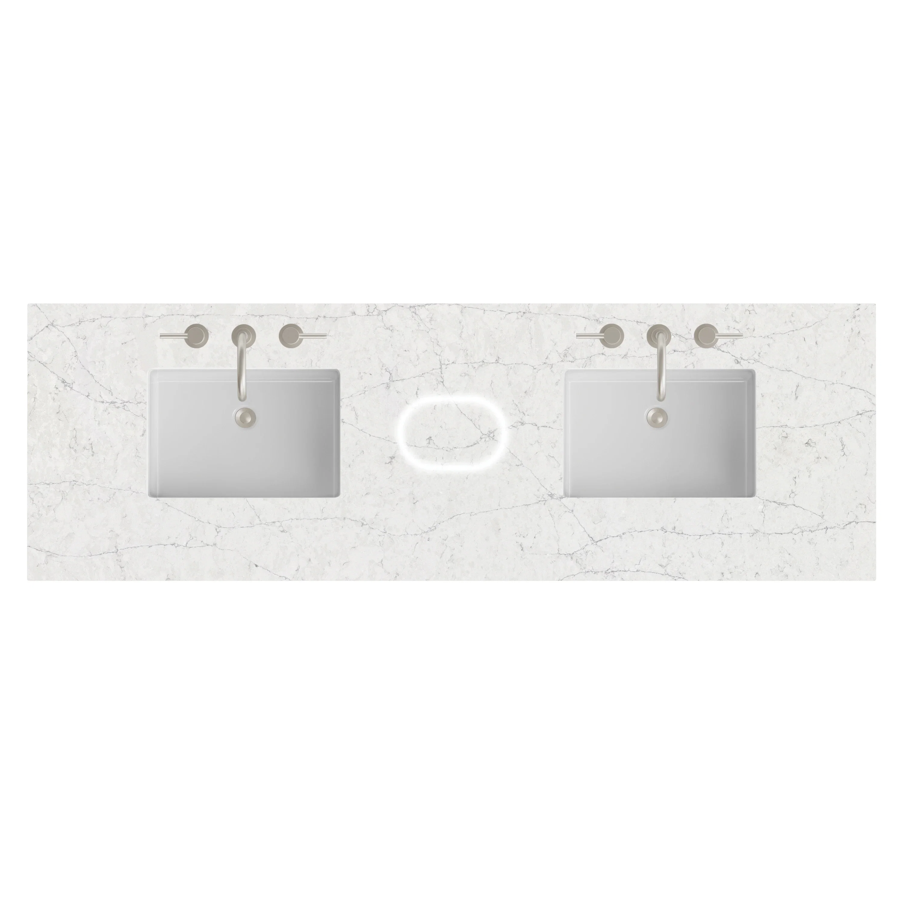 72" Double Top, 3 CM Eternal Jasmine Pearl Silestone w/ Sink & FreePower Wireless Charger