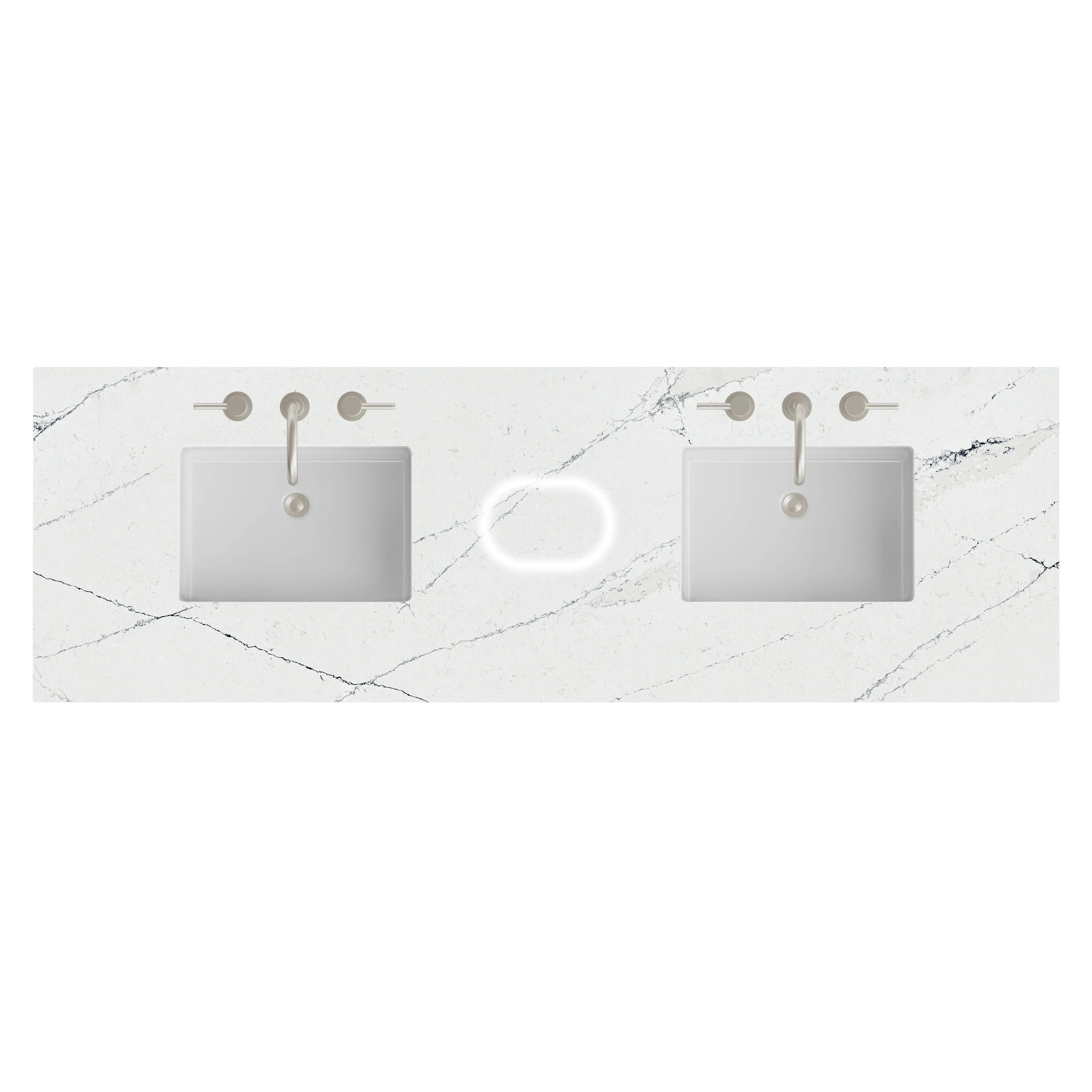 72" Double Top, 3 CM Ethereal Noctis Silestone w/ Sink & FreePower Wireless Charger