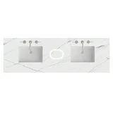 72" Double Top, 3 CM Ethereal Noctis Silestone w/ Sink & FreePower Wireless Charger