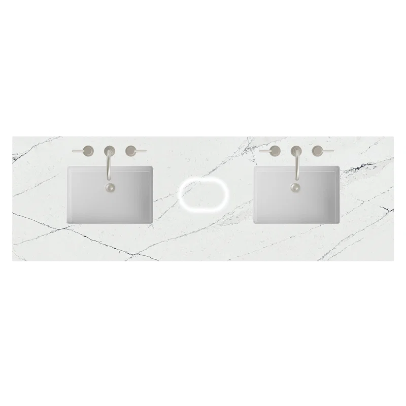 72" Double Top, 3 CM Ethereal Noctis Silestone w/ Sink & FreePower Wireless Charger
